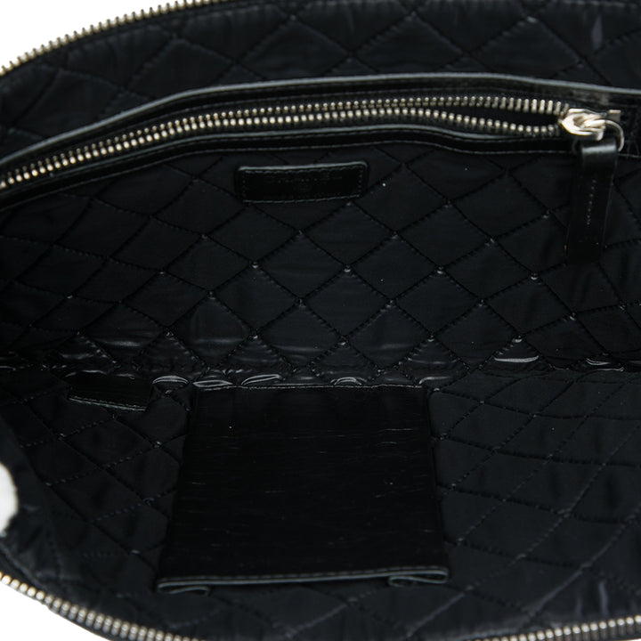 Chanel Distressed Je Ne Suis Pas En Solde Pochette Cuir de veau vieilli Noir