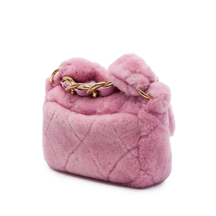 Chanel Sac à main Matelassé Shearling Coconing Rabat simple Matière naturelle Rose – vue 2 – GABY PARIS