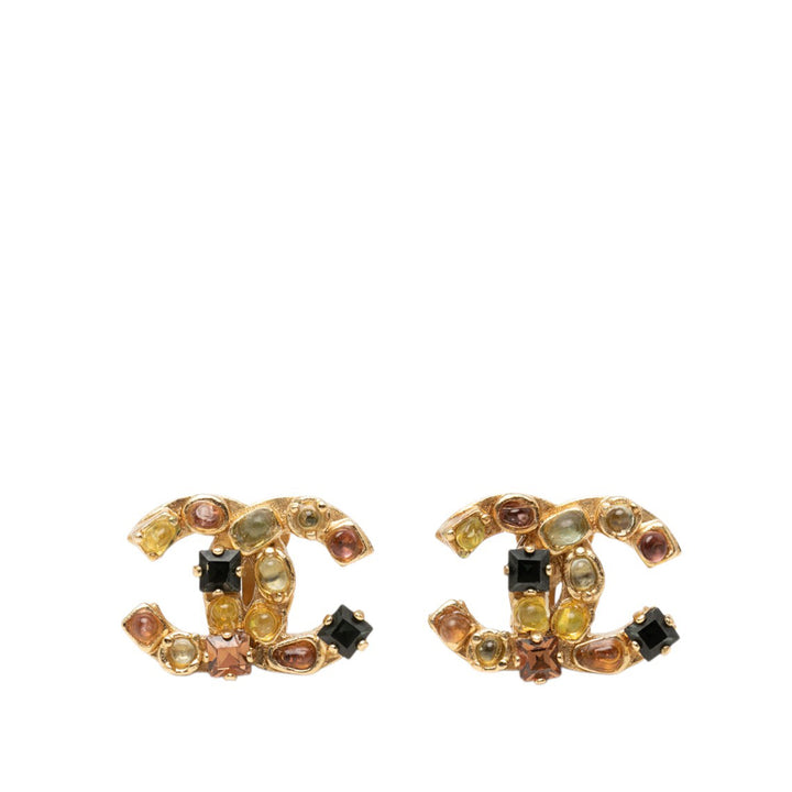 Chanel CC plaqué Gripoix Clip On Boucles d’oreilles
