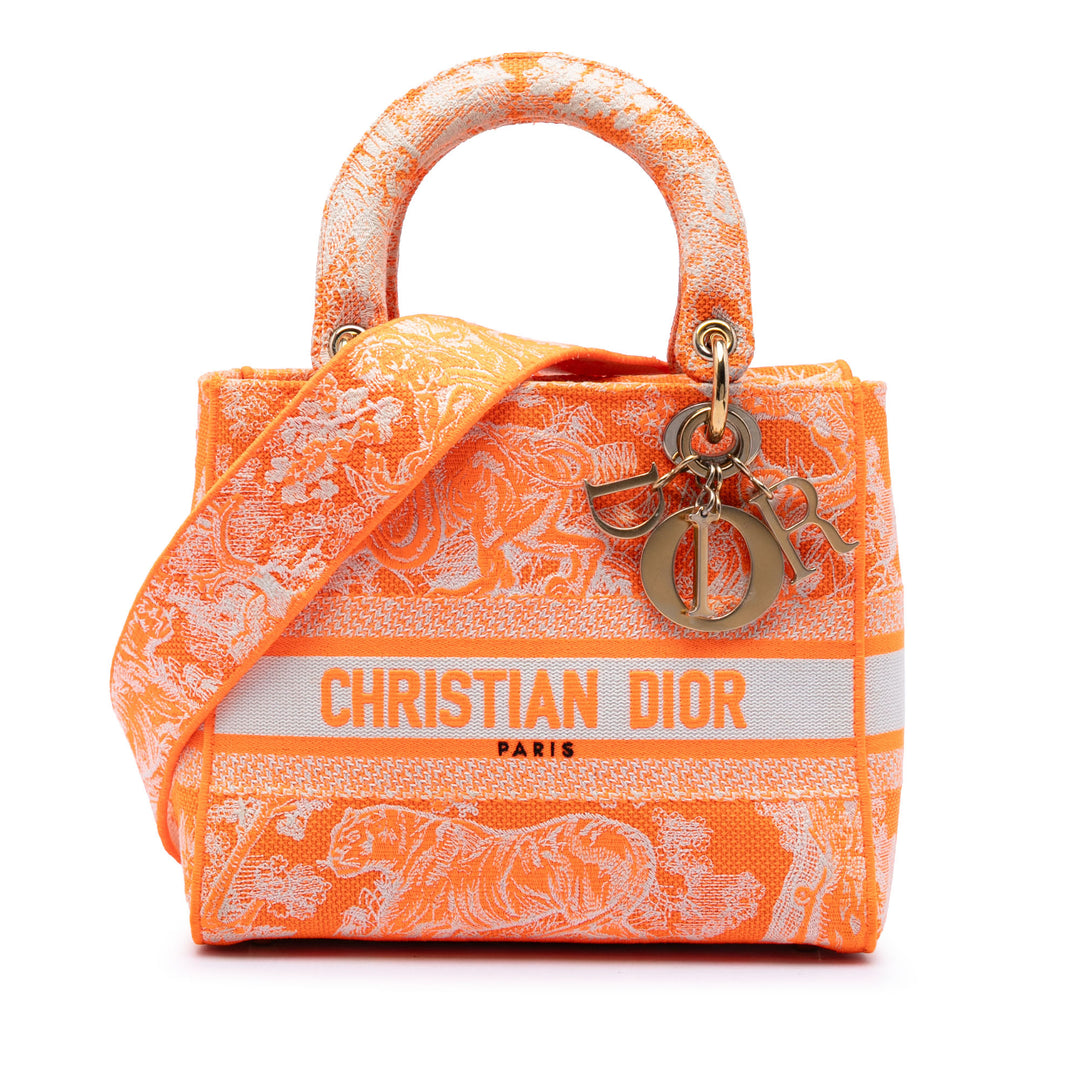 Dior Medium brodé Toile Toile De Jouy Lady D Lite