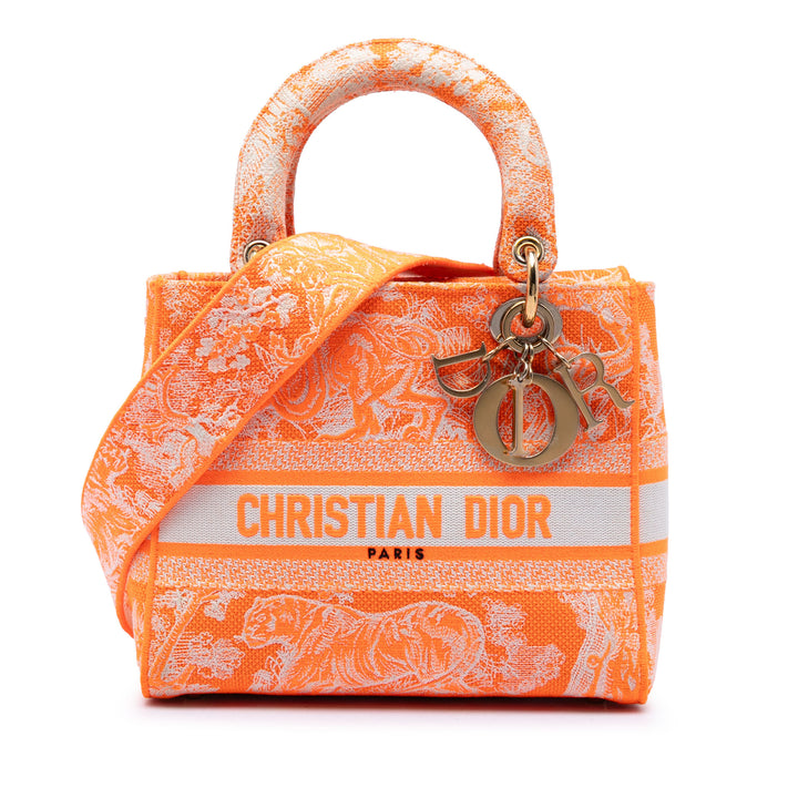 Dior Medium brodé Toile Toile De Jouy Lady D Lite