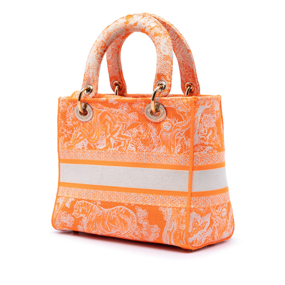 Dior Medium brodé Toile Toile De Jouy Lady D Lite