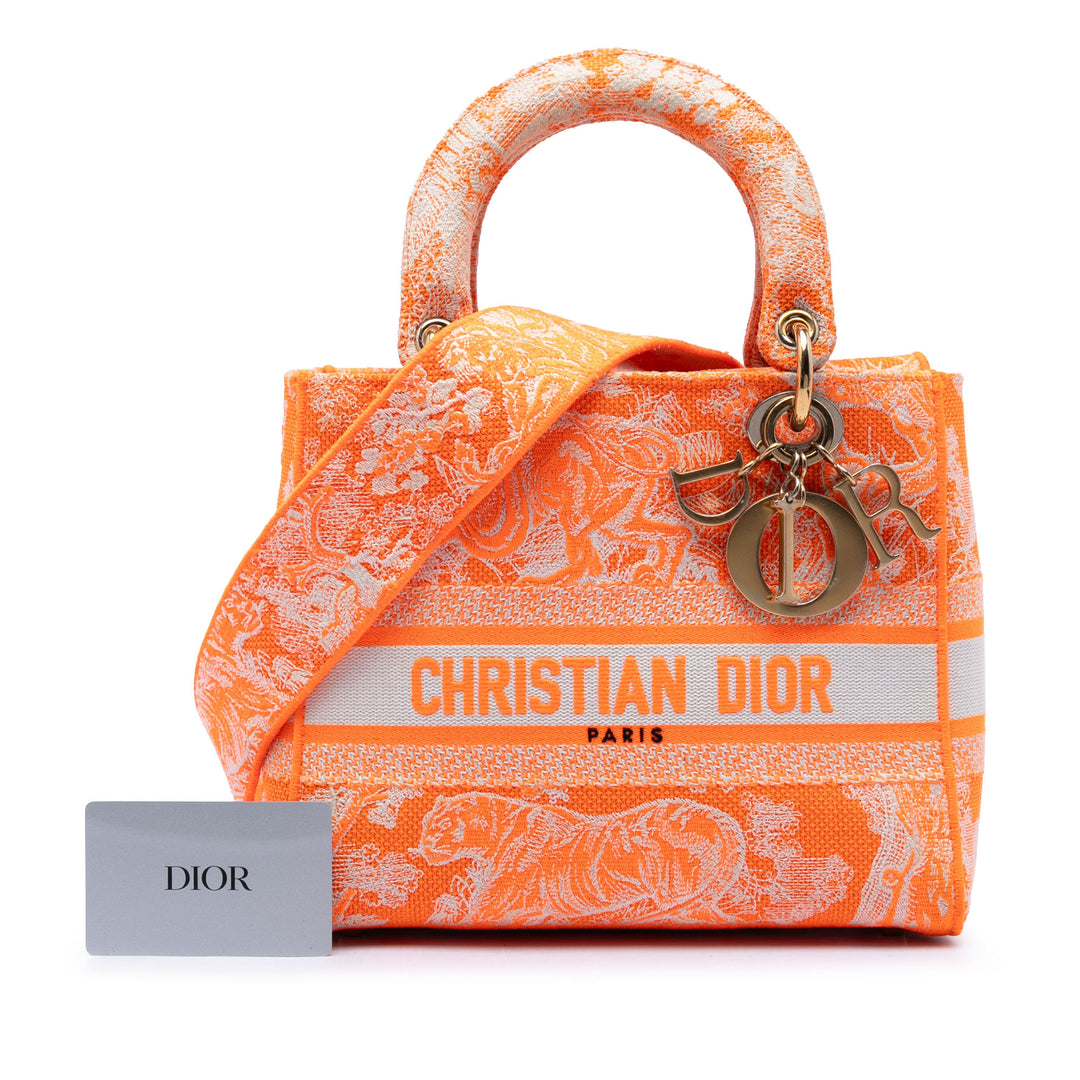 Dior Medium brodé Toile Toile De Jouy Lady D Lite