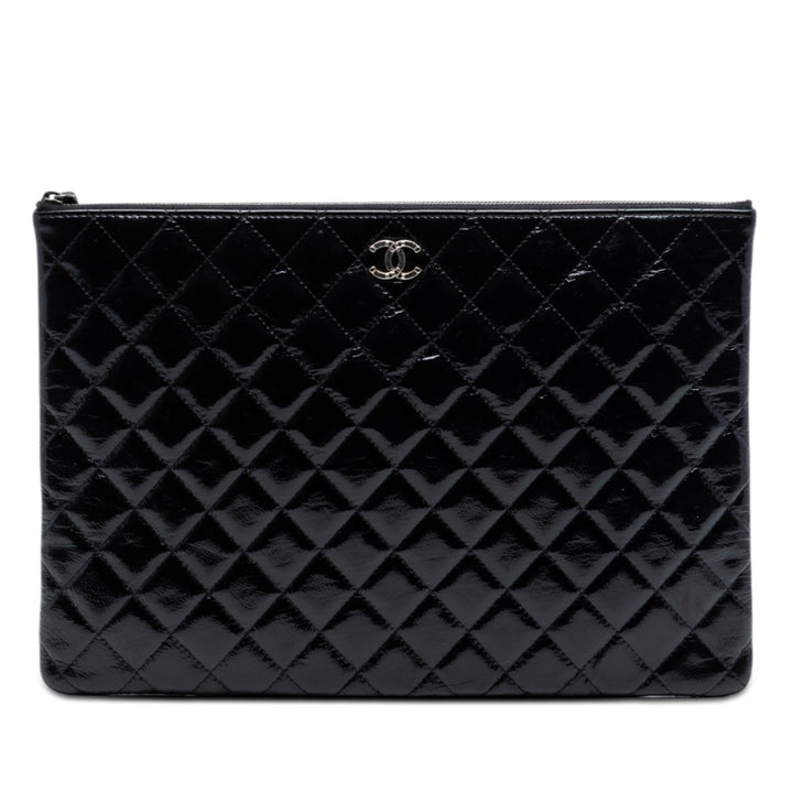 Chanel Large Matelassé Cuir verni O Étui Pochette