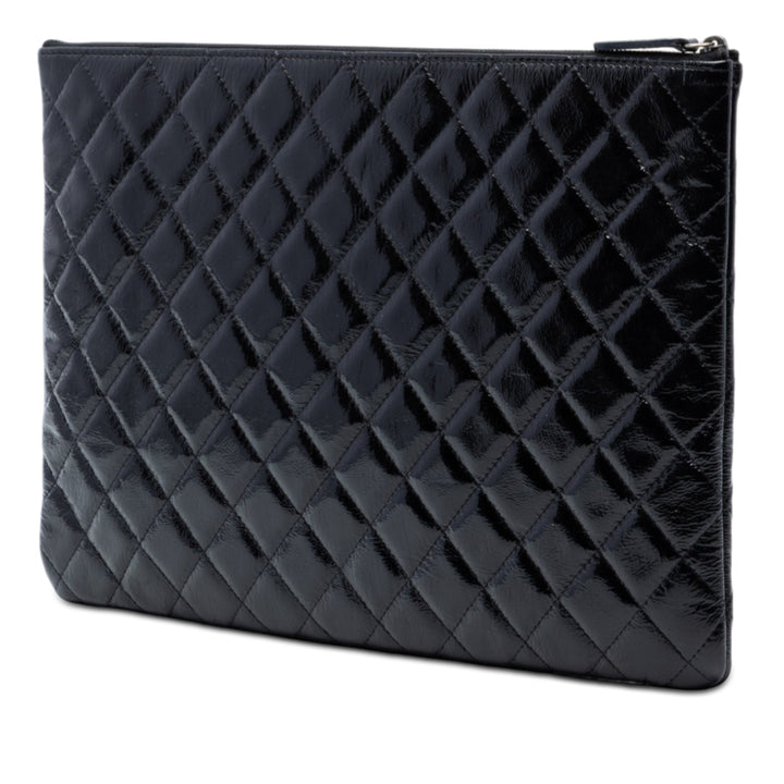 Chanel Large Matelassé Cuir verni O Étui Pochette