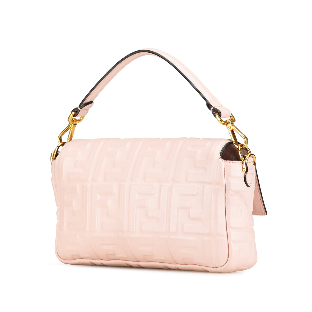 Zucca Embossed Leather Baguette Satchel Pink - Gaby Paris