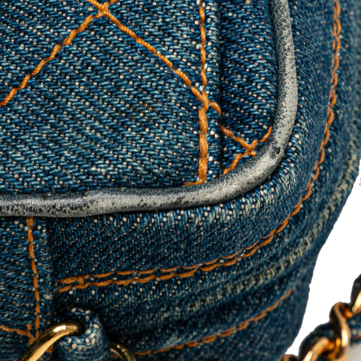 CC Quilted Denim Turnlock Camera Bag Blue - Gaby Paris