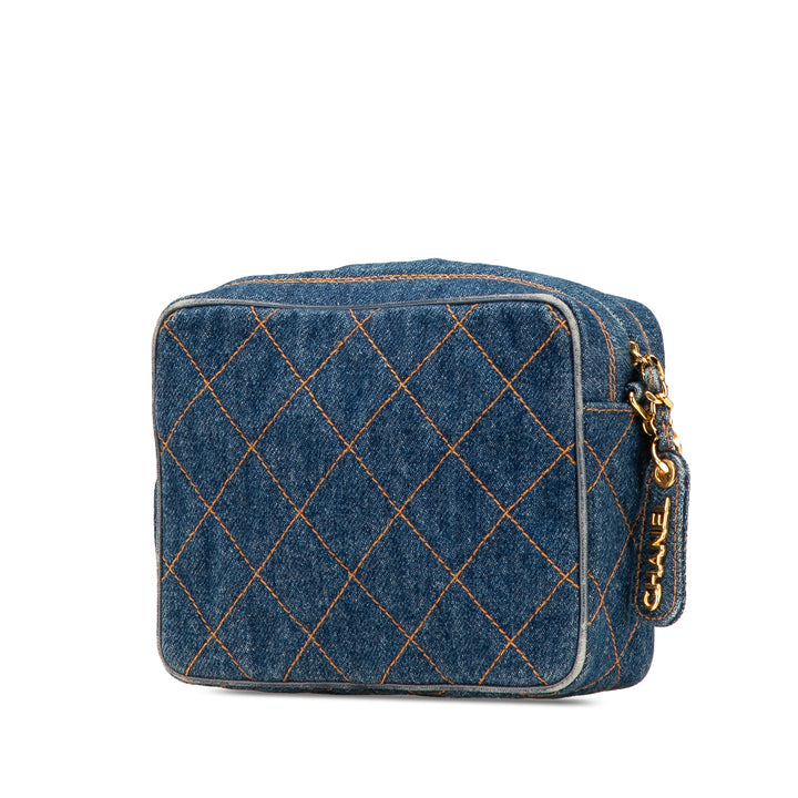CC Quilted Denim Turnlock Camera Bag Blue - Gaby Paris