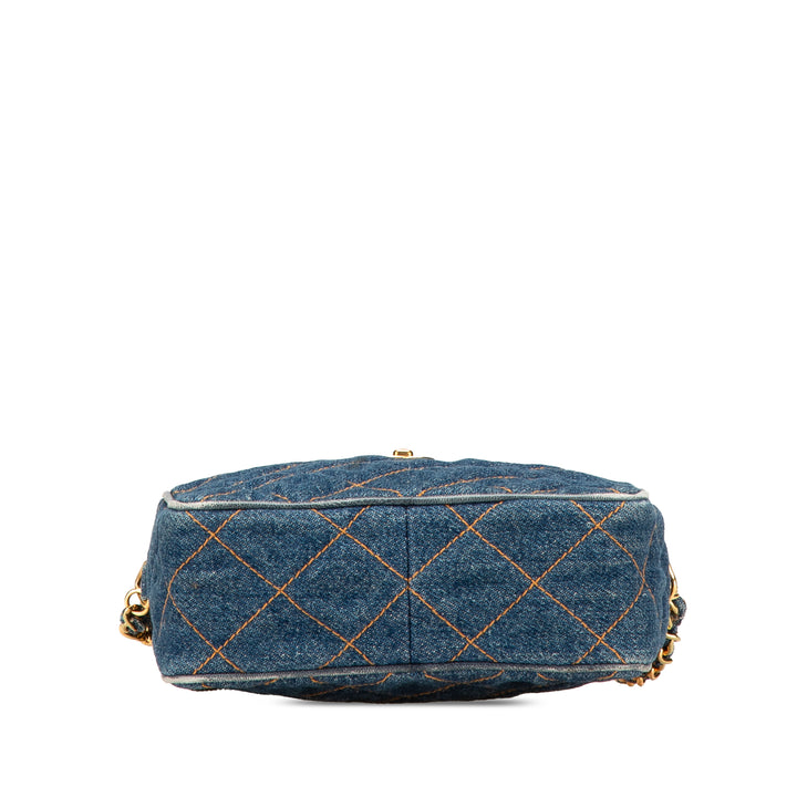 CC Quilted Denim Turnlock Camera Bag Blue - Gaby Paris