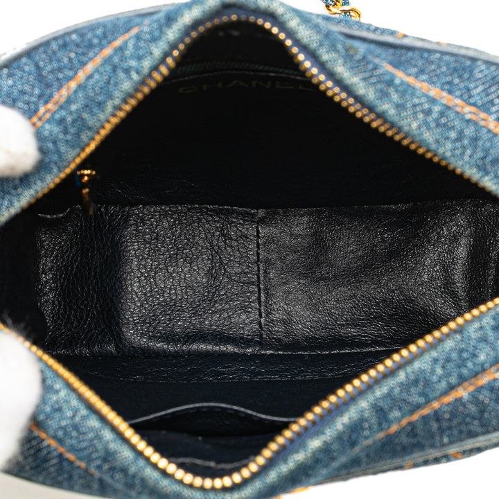 CC Quilted Denim Turnlock Camera Bag Blue - Gaby Paris
