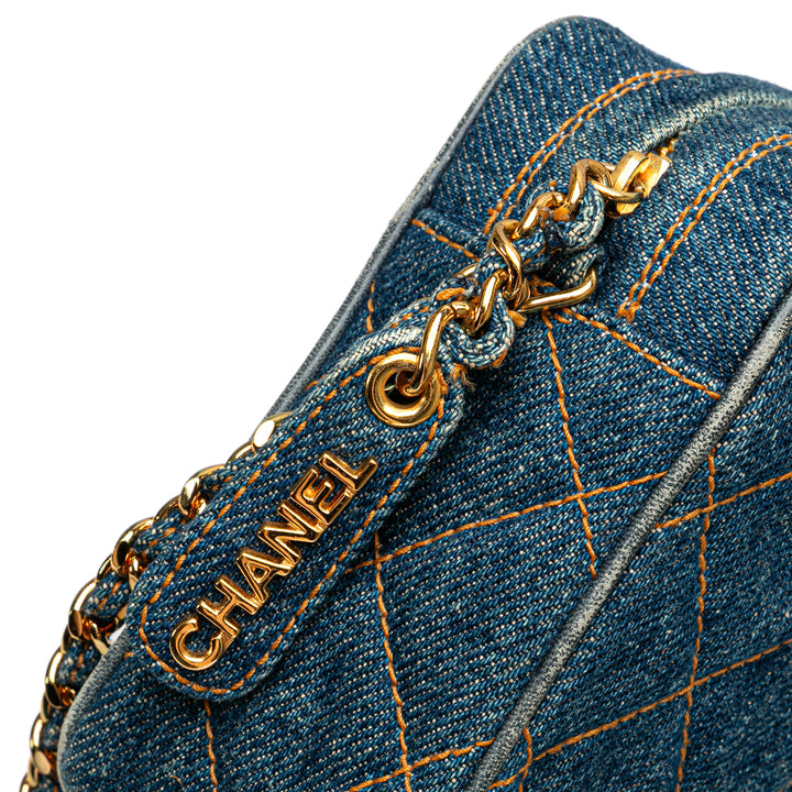 CC Quilted Denim Turnlock Camera Bag Blue - Gaby Paris