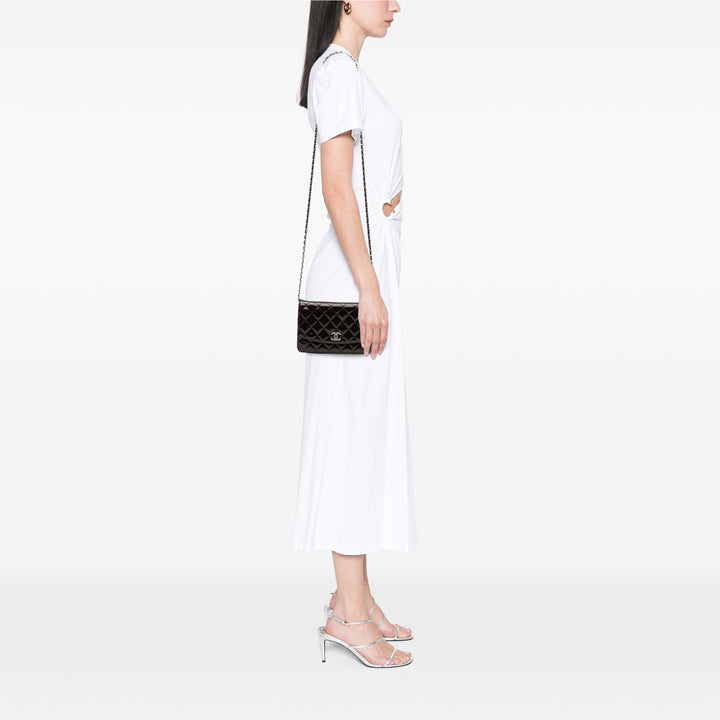 Chanel Quilted Cuir verni Brilliant Wallet On Chain Noir