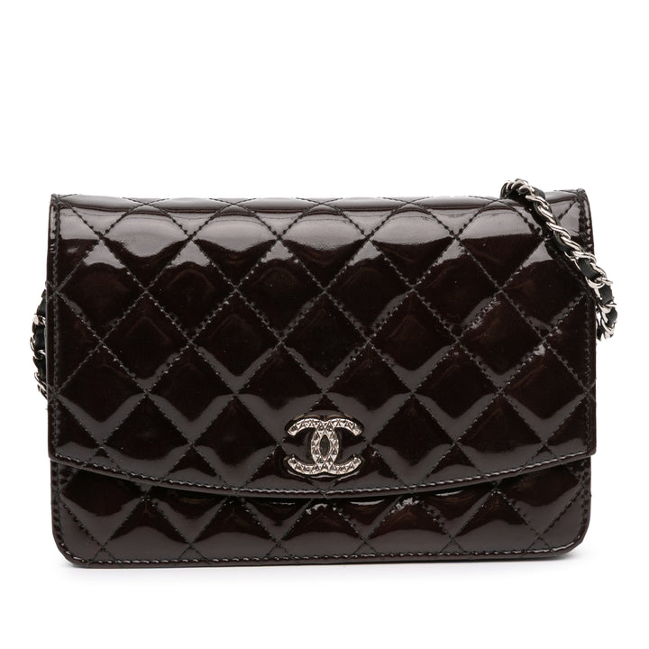Chanel Quilted Cuir verni Brilliant Wallet On Chain Noir