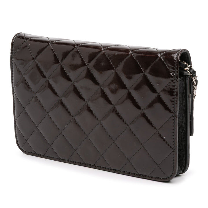 Chanel Quilted Cuir verni Brilliant Wallet On Chain Noir
