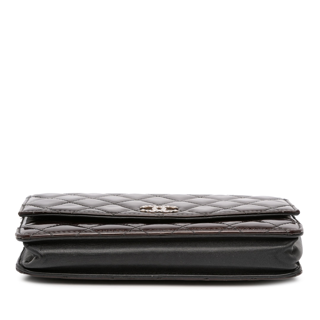 Chanel Quilted Cuir verni Brilliant Wallet On Chain Noir