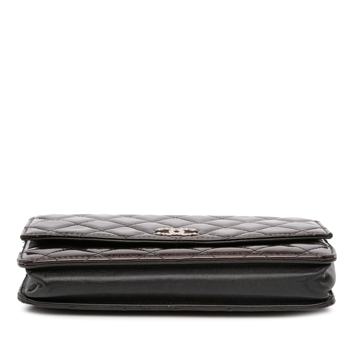 Chanel Quilted Cuir verni Brilliant Wallet On Chain Noir