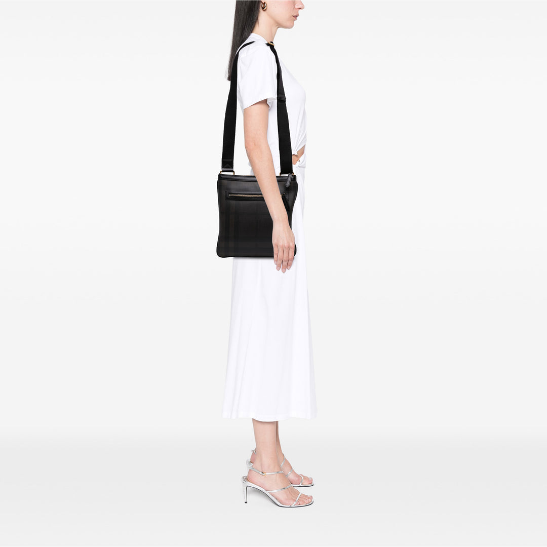 Smoke Check Coated Canvas Crossbody Gray - Gaby Paris