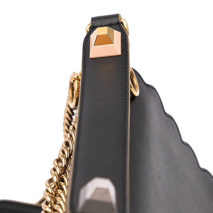 Medium Scalloped Leather Kan I Satchel Black - Gaby Paris
