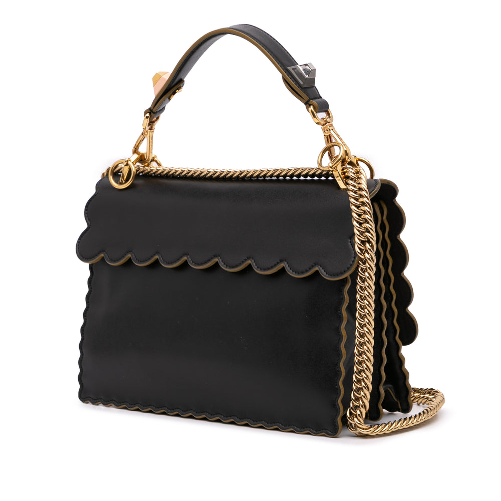 Medium Scalloped Leather Kan I Satchel Black - Gaby Paris