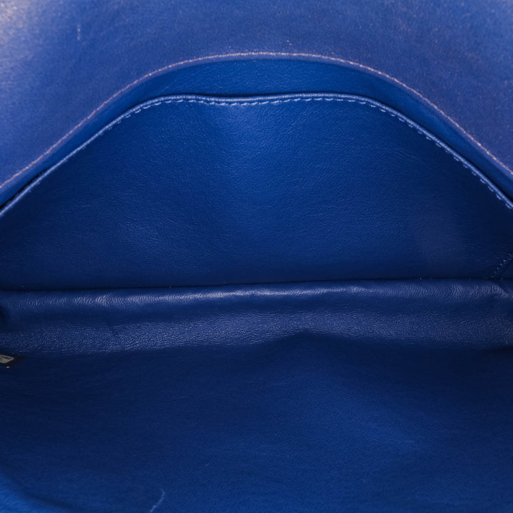 Medium Quilted Metallic Lambskin CC Chic Double Flap Blue - Gaby Paris