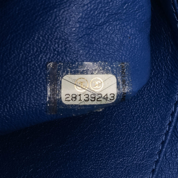 Medium Quilted Metallic Lambskin CC Chic Double Flap Blue - Gaby Paris