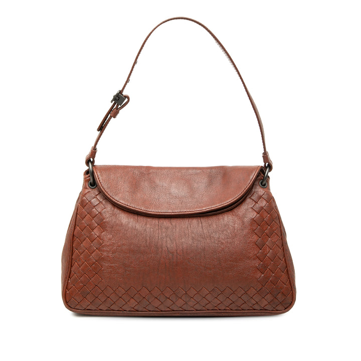 Bottega Veneta Sac porté épaule Intrecciato à finitions Double rabat nappa Marron – vue principale – GABY PARIS
