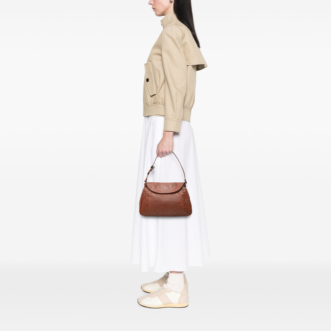 Bottega Veneta Sac porté épaule Intrecciato à finitions Double rabat nappa Marron – vue 6 – GABY PARIS