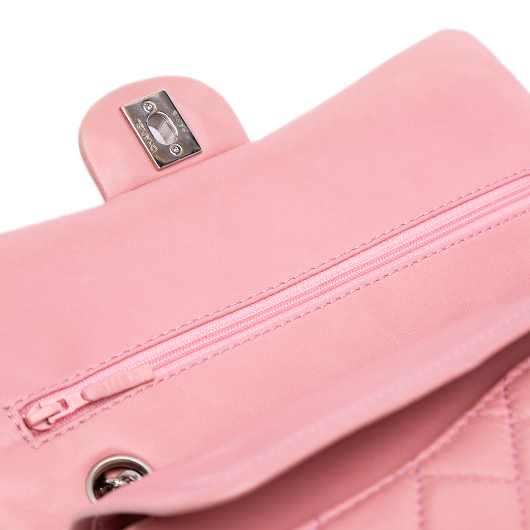 Medium Classic Lambskin Double Flap Pink - Gaby Paris