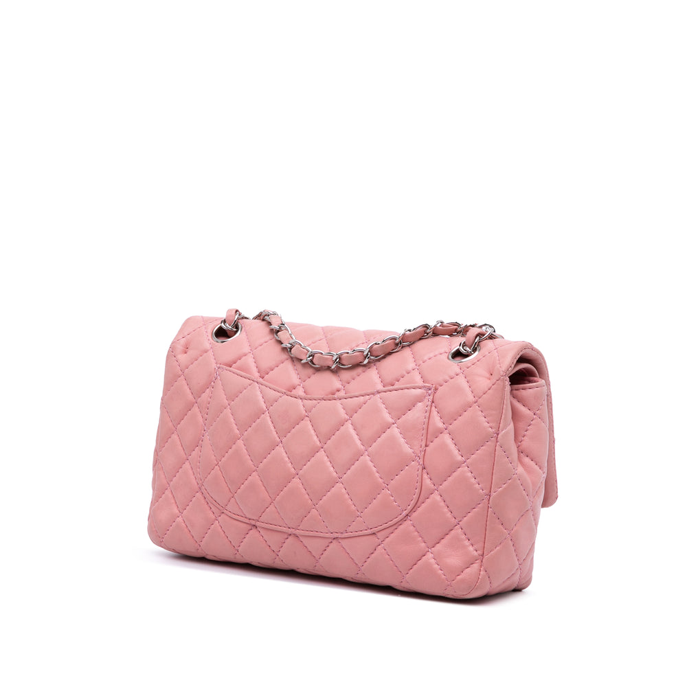 Medium Classic Lambskin Double Flap Pink - Gaby Paris