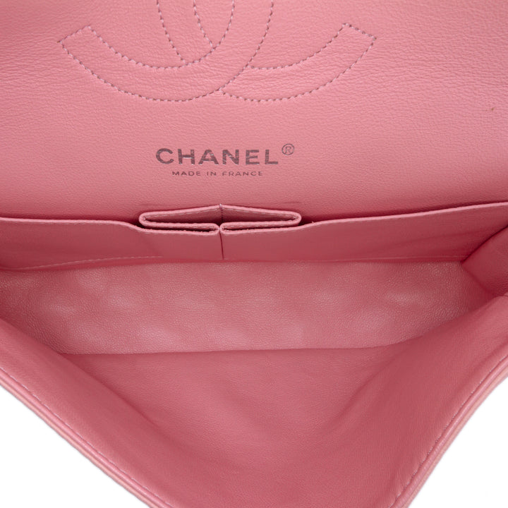Medium Classic Lambskin Double Flap Pink - Gaby Paris