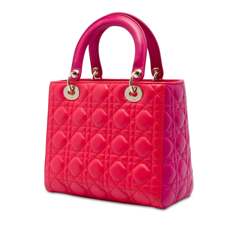 Dior Sac à main Lady Dior Bicolore Cannage Moyen Cuir d'agneau Rose – vue 2 – GABY PARIS