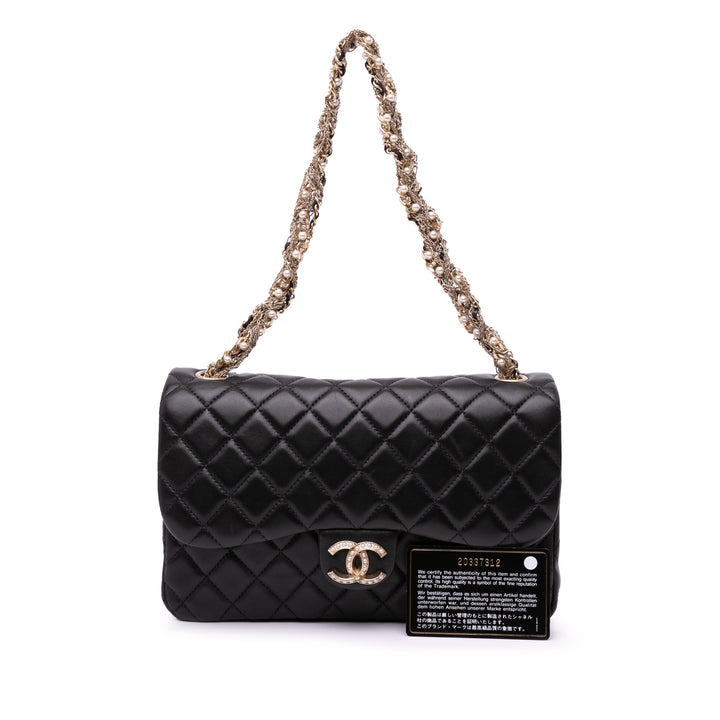 Medium Quilted Lambskin Westminster Pearl Flap Black - Gaby Paris