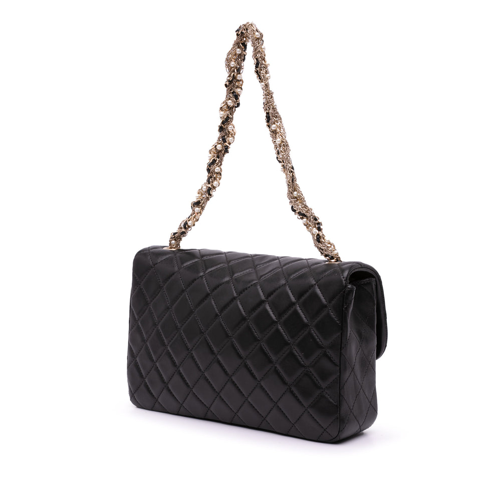 Medium Quilted Lambskin Westminster Pearl Flap Black - Gaby Paris