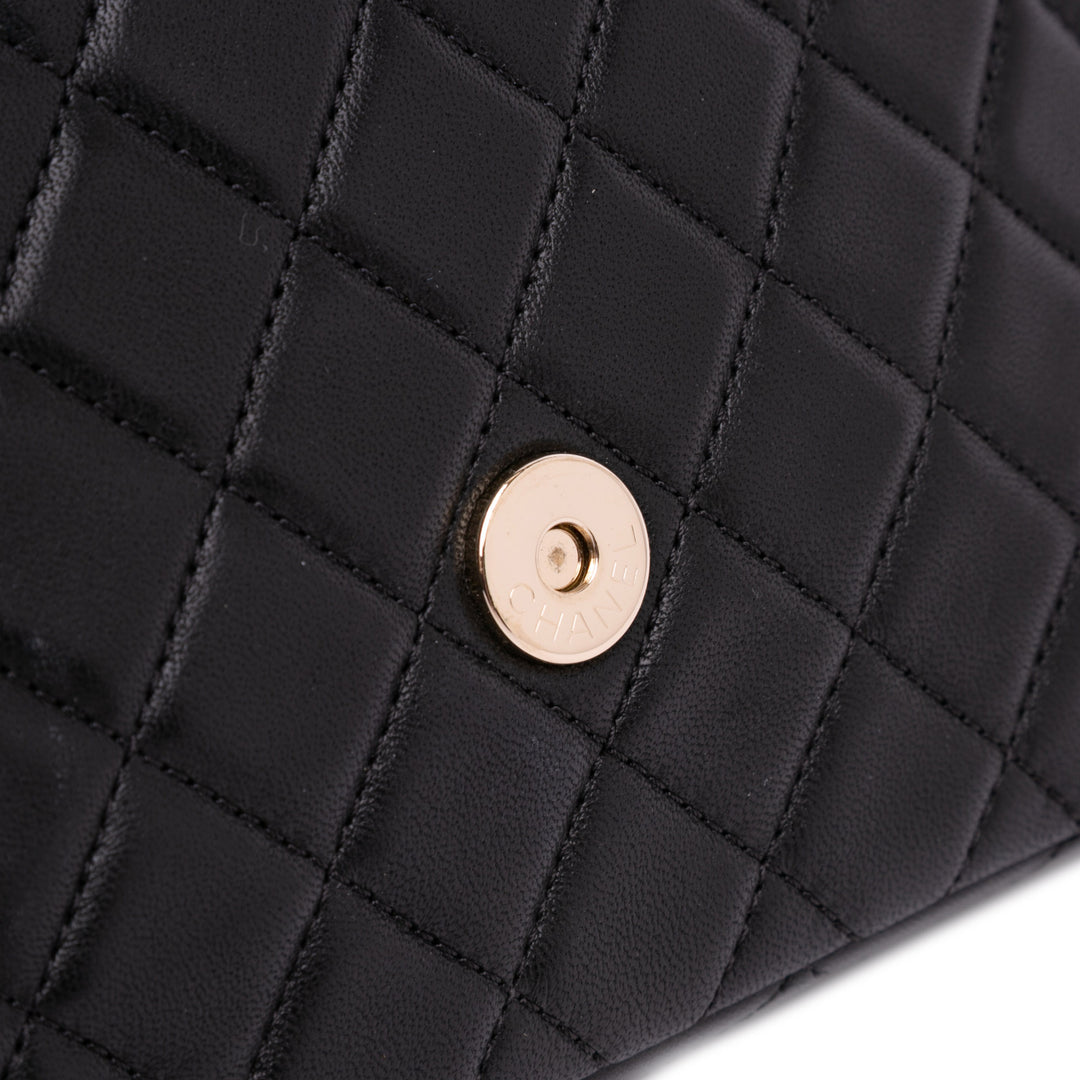 Medium Quilted Lambskin Westminster Pearl Flap Black - Gaby Paris