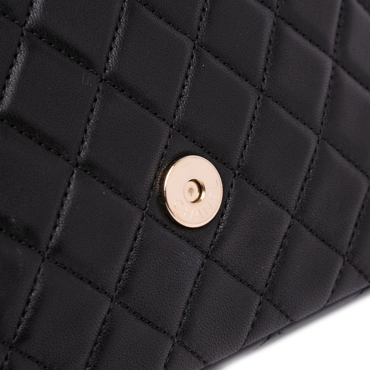 Medium Quilted Lambskin Westminster Pearl Flap Black - Gaby Paris