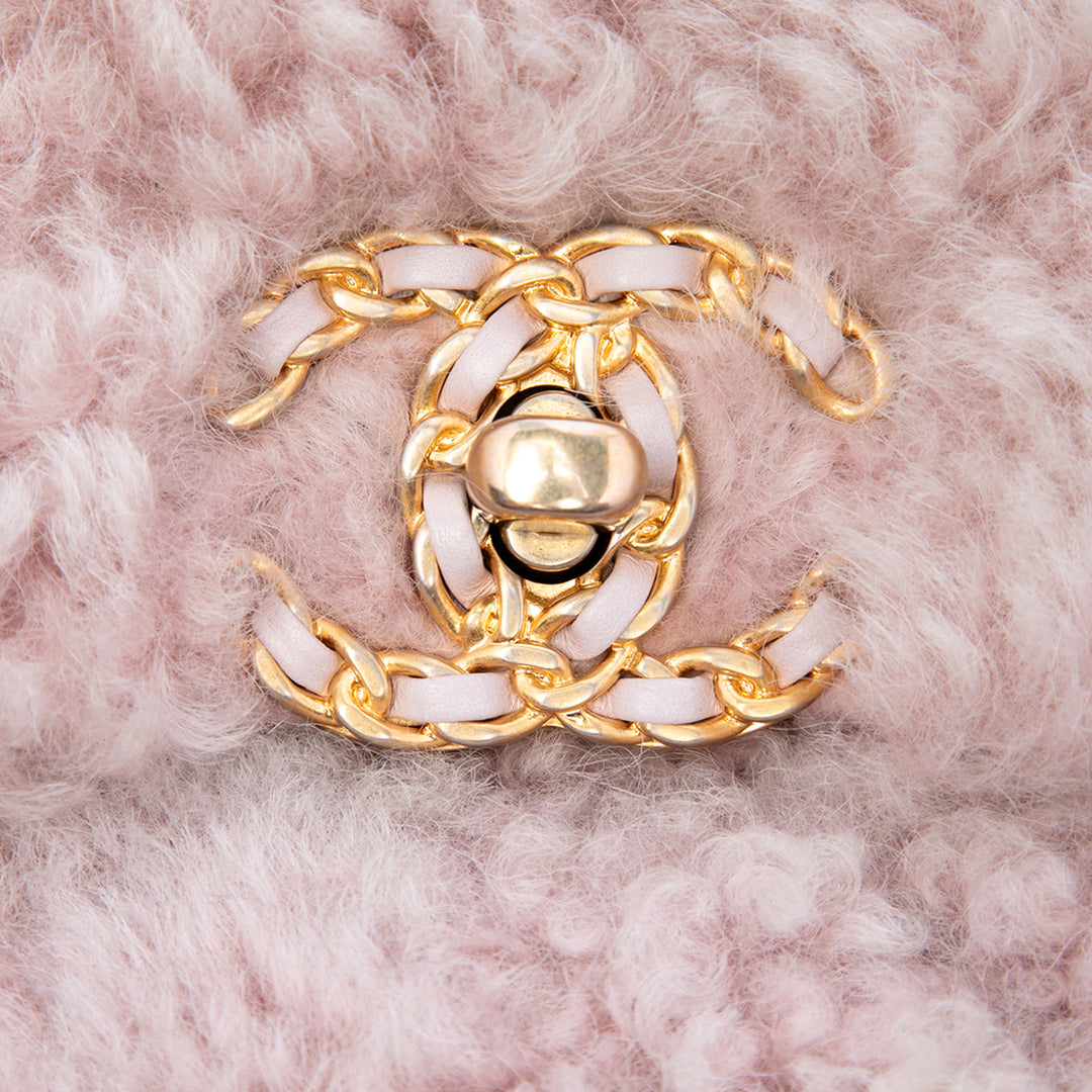 Chanel Shearling 19 à rabat Moyen Matière naturelle Rose