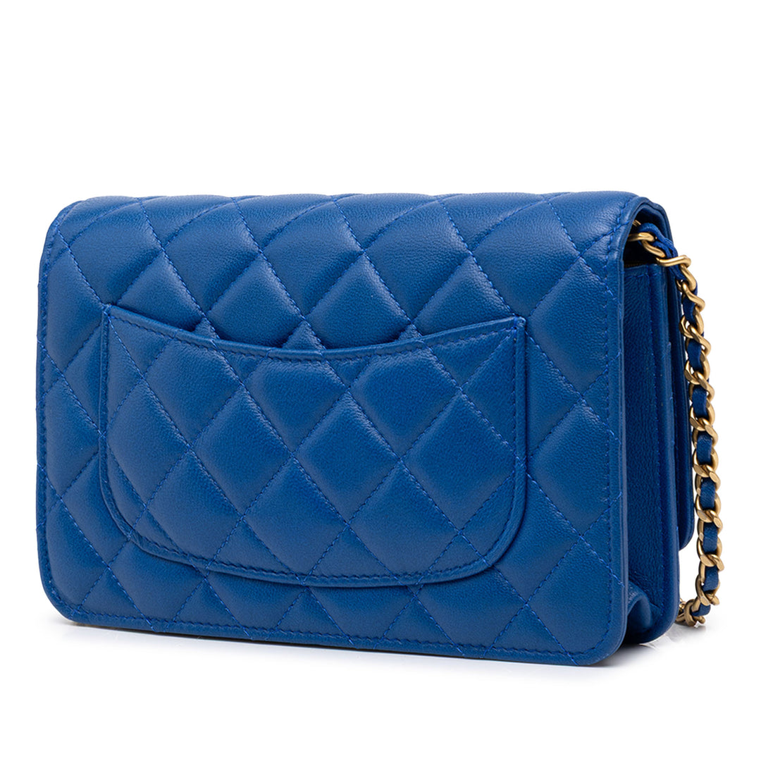 Chanel CC Matelassé Perle Crush Wallet on Chain Cuir d'agneau Bleu – vue 2 – GABY PARIS