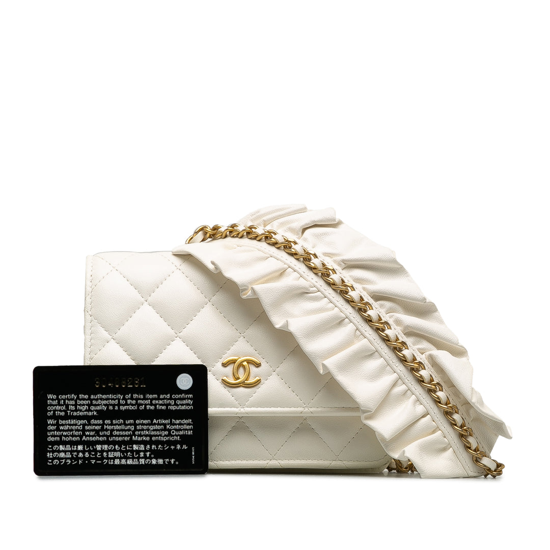 Romance Lambskin Wallet On Chain White - Gaby Paris