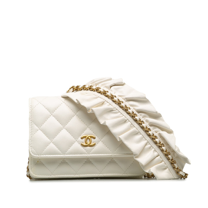 Romance Lambskin Wallet On Chain White - Gaby Paris