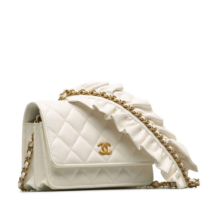 Romance Lambskin Wallet On Chain White - Gaby Paris