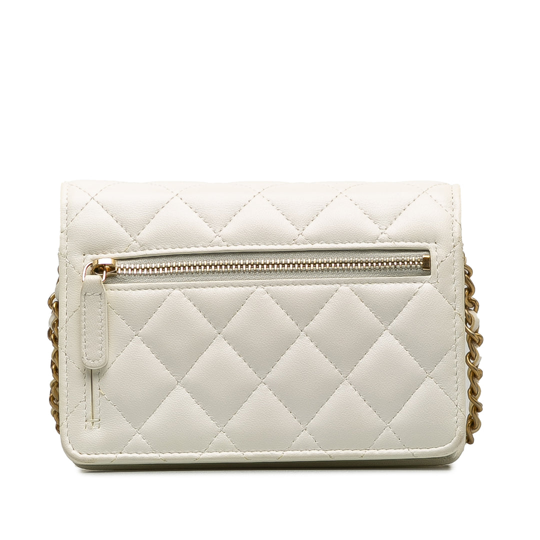 Romance Lambskin Wallet On Chain White - Gaby Paris