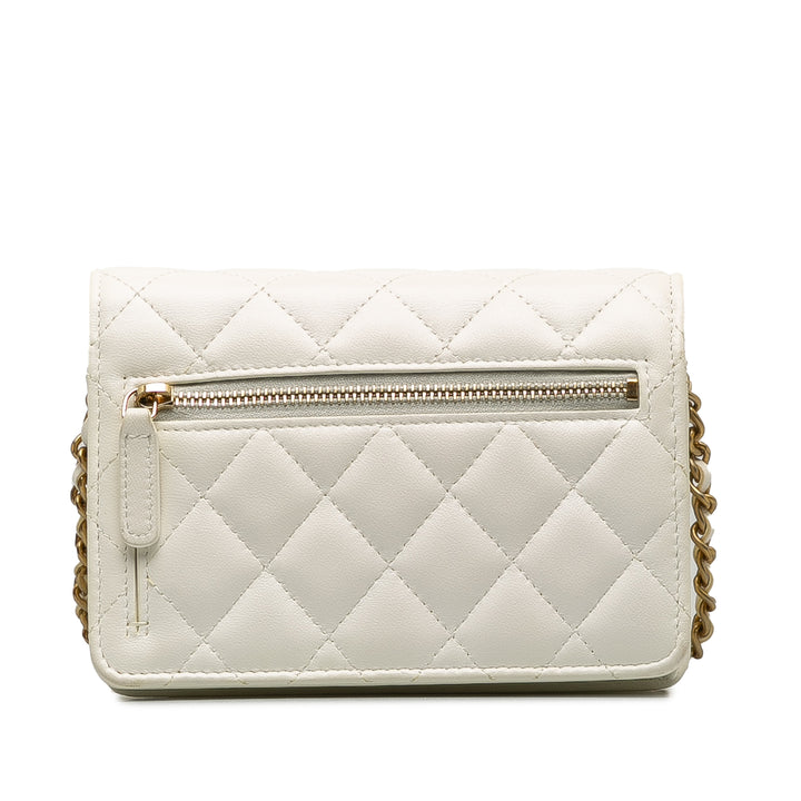 Romance Lambskin Wallet On Chain White - Gaby Paris