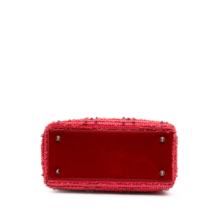 Medium Tweed Fringe Rhinestone Lady Dior Red - Gaby Paris
