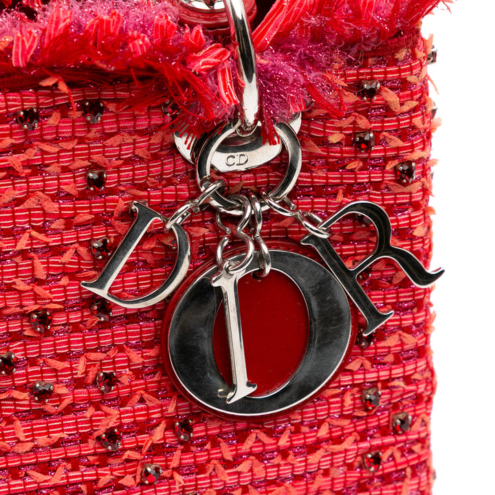 Medium Tweed Fringe Rhinestone Lady Dior Red - Gaby Paris