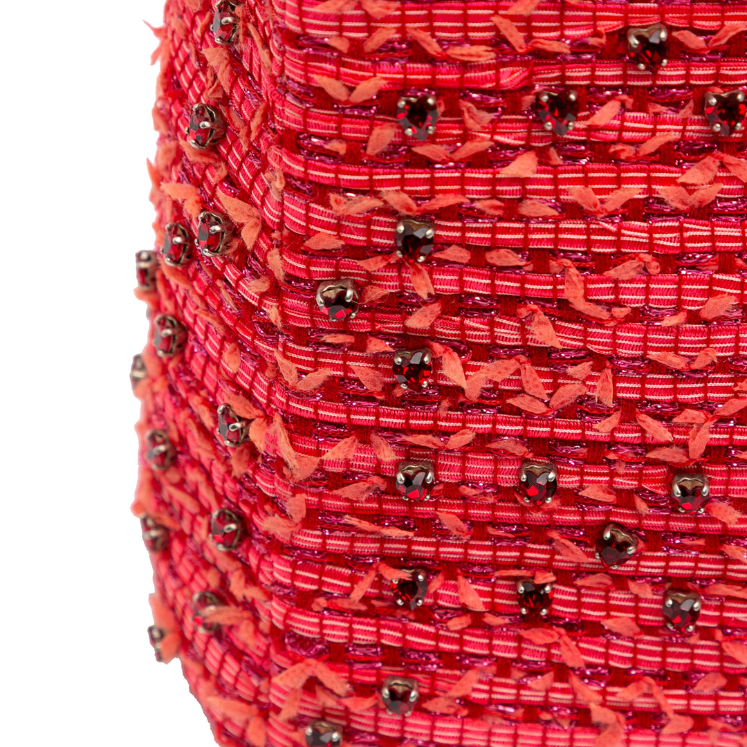 Medium Tweed Fringe Rhinestone Lady Dior Red - Gaby Paris