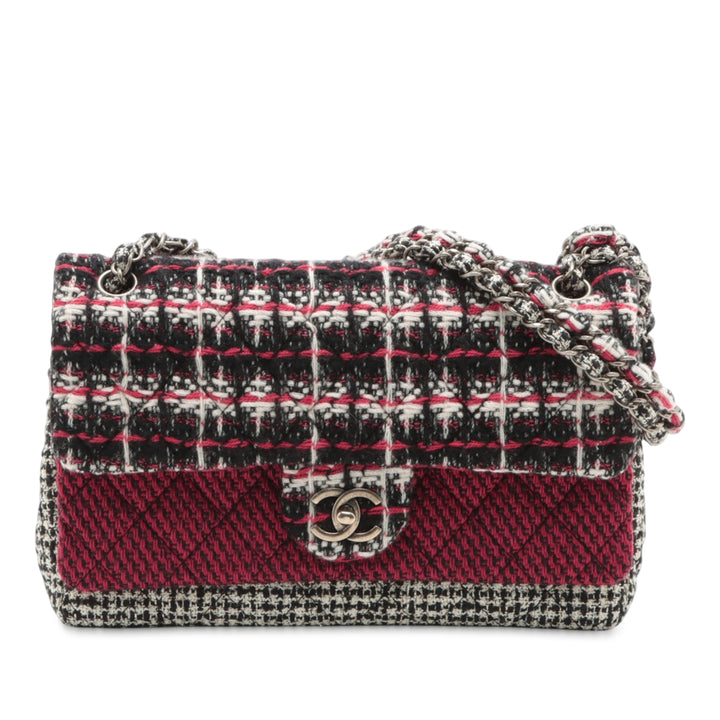 Chanel Medium Classic Tweed Double rabat Rouge