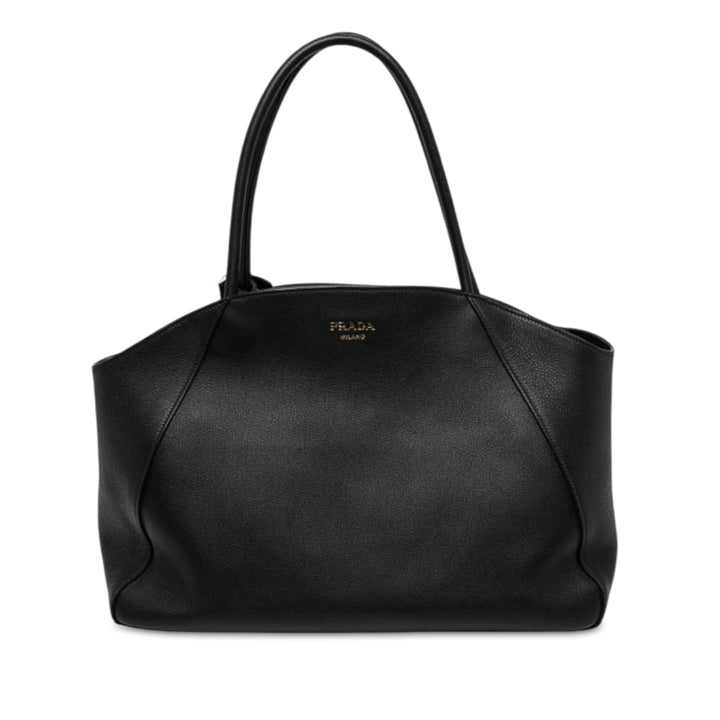 Prada Cabas Souple Grain Grand Noir – vue principale – GABY PARIS
