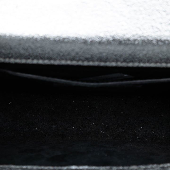 Saint Laurent Small Métallisé Cuir de veau Classic Monogram Kate Sac porté croisé Argenté – GABY PARIS Authentique