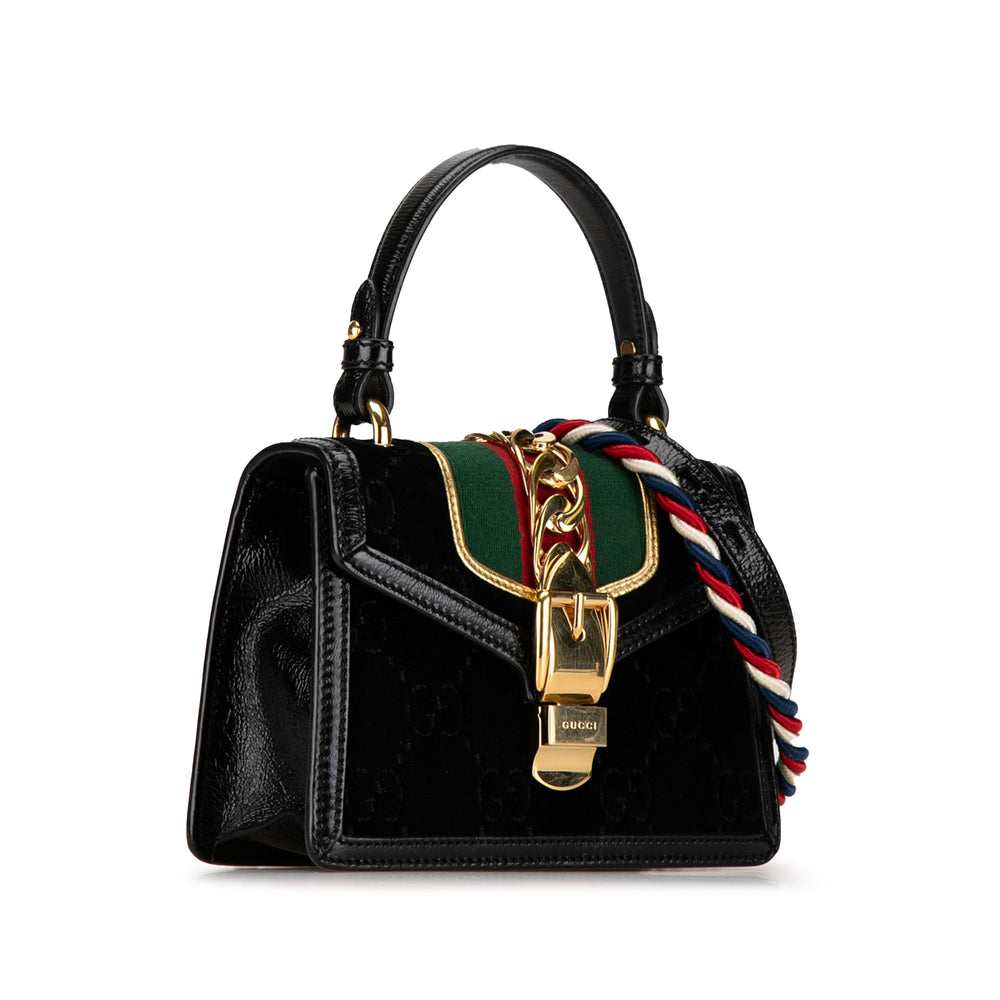 Mini GG Velvet Sylvie Satchel Black - Gaby Paris