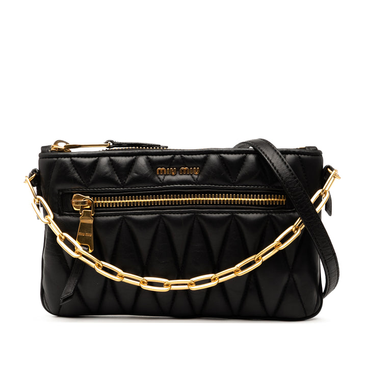 Miu Miu Matelasse Cuir Sac cartable Noir